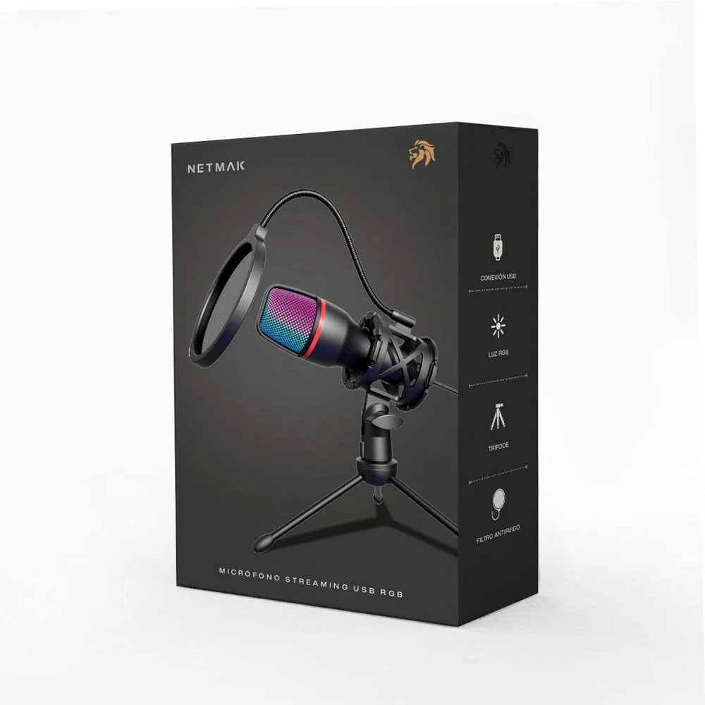 Micrófono USB RGB Gamer Streaming Netmak NM-MS786