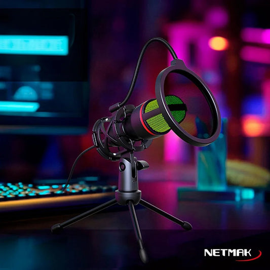 Micrófono USB RGB Gamer Streaming Netmak NM-MS786