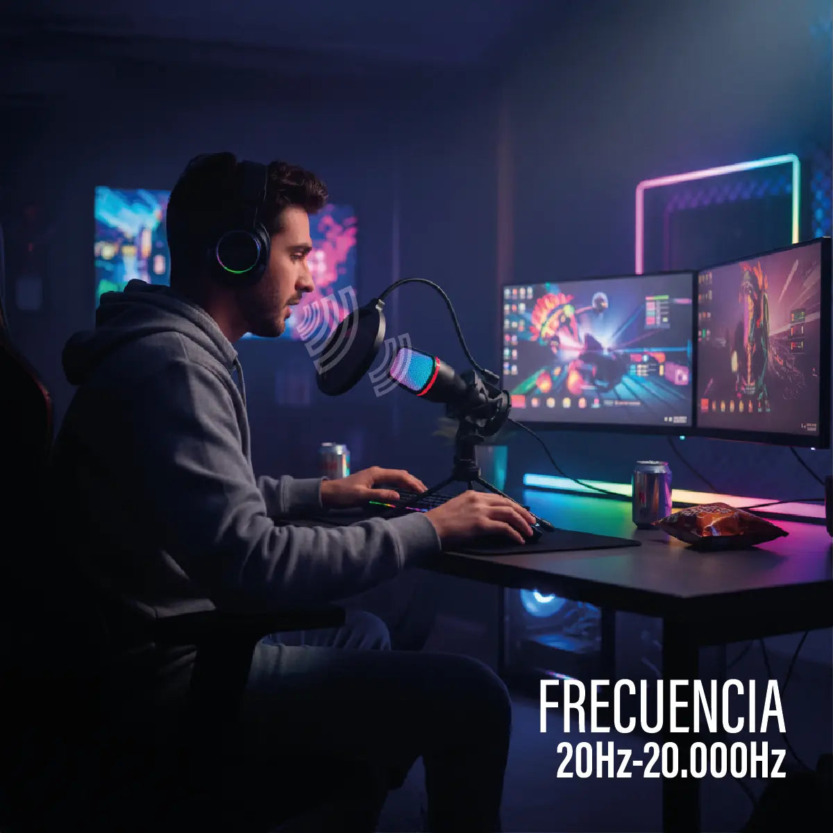 Micrófono USB RGB Gamer Streaming Netmak NM-MS786